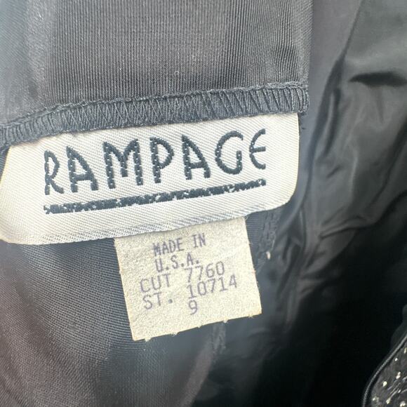 VTG 90s Black Mini Party Dress 9 Prom Puff Slv Tiered Witch Goth Grunge Punk Bow - Picture 10 of 16